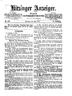 Kitzinger Anzeiger Dienstag 30. Mai 1871