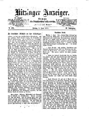 Kitzinger Anzeiger Freitag 2. Juni 1871