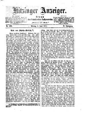 Kitzinger Anzeiger Montag 5. Juni 1871