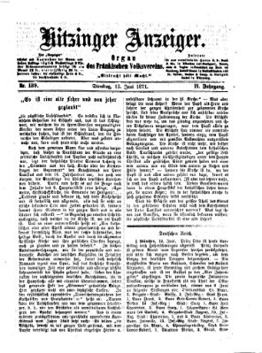 Kitzinger Anzeiger Dienstag 13. Juni 1871