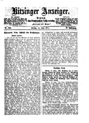 Kitzinger Anzeiger Freitag 16. Juni 1871