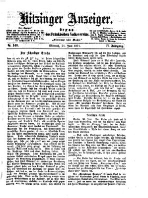 Kitzinger Anzeiger Mittwoch 21. Juni 1871