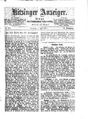 Kitzinger Anzeiger Dienstag 4. Juli 1871