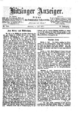 Kitzinger Anzeiger Mittwoch 5. Juli 1871