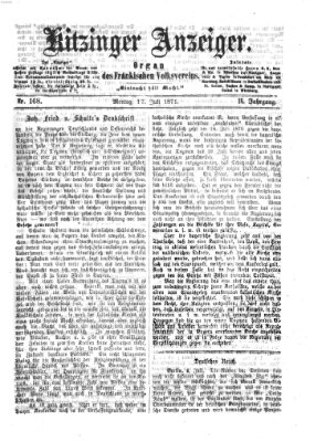 Kitzinger Anzeiger Montag 17. Juli 1871