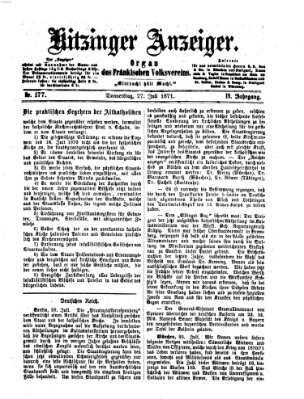 Kitzinger Anzeiger Donnerstag 27. Juli 1871