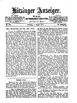 Kitzinger Anzeiger Dienstag 1. August 1871