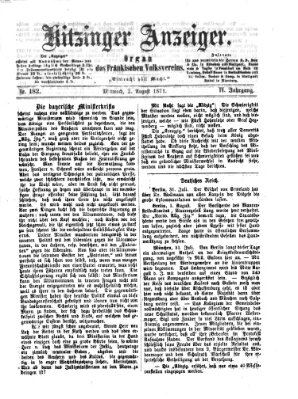 Kitzinger Anzeiger Mittwoch 2. August 1871