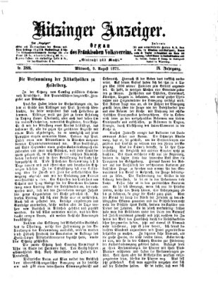 Kitzinger Anzeiger Mittwoch 9. August 1871