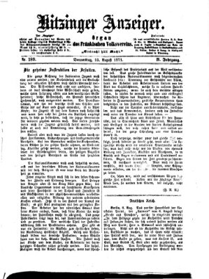 Kitzinger Anzeiger Donnerstag 10. August 1871