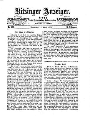 Kitzinger Anzeiger Donnerstag 17. August 1871