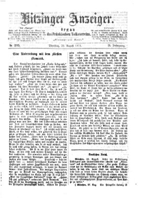 Kitzinger Anzeiger Dienstag 29. August 1871