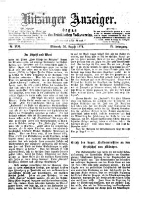 Kitzinger Anzeiger Mittwoch 30. August 1871