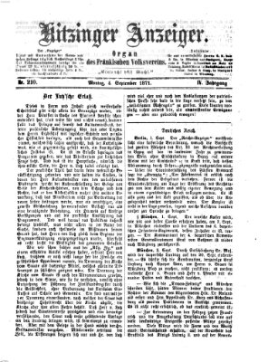 Kitzinger Anzeiger Montag 4. September 1871