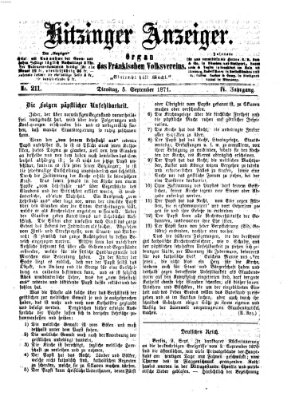 Kitzinger Anzeiger Dienstag 5. September 1871