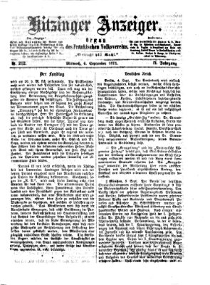 Kitzinger Anzeiger Mittwoch 6. September 1871