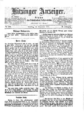 Kitzinger Anzeiger Samstag 16. September 1871