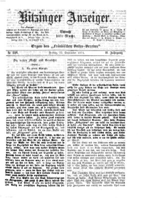 Kitzinger Anzeiger Freitag 22. September 1871