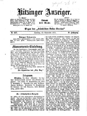 Kitzinger Anzeiger Samstag 23. September 1871