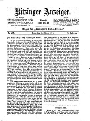 Kitzinger Anzeiger Donnerstag 5. Oktober 1871