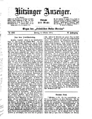 Kitzinger Anzeiger Freitag 6. Oktober 1871