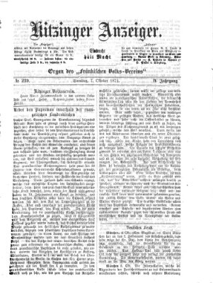 Kitzinger Anzeiger Samstag 7. Oktober 1871