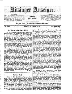 Kitzinger Anzeiger Mittwoch 11. Oktober 1871