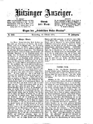 Kitzinger Anzeiger Donnerstag 12. Oktober 1871