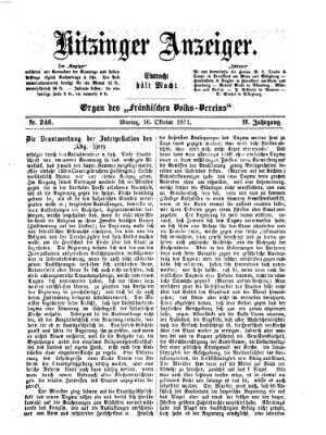 Kitzinger Anzeiger Montag 16. Oktober 1871