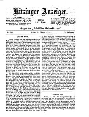 Kitzinger Anzeiger Freitag 20. Oktober 1871