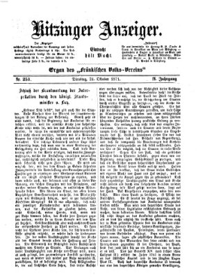 Kitzinger Anzeiger Dienstag 24. Oktober 1871