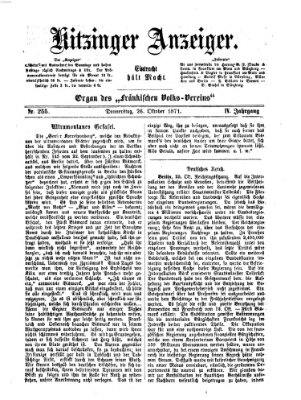 Kitzinger Anzeiger Donnerstag 26. Oktober 1871