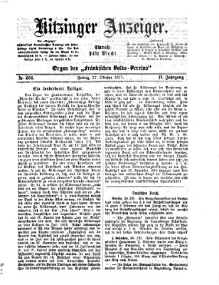 Kitzinger Anzeiger Freitag 27. Oktober 1871