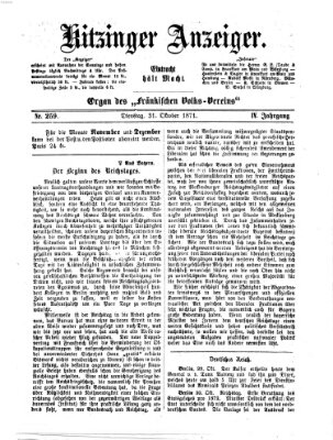 Kitzinger Anzeiger Dienstag 31. Oktober 1871