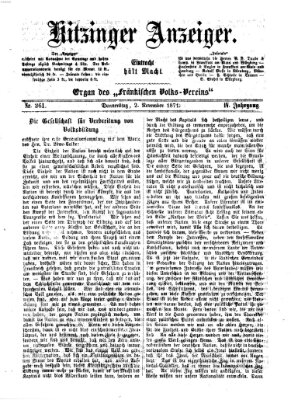 Kitzinger Anzeiger Donnerstag 2. November 1871