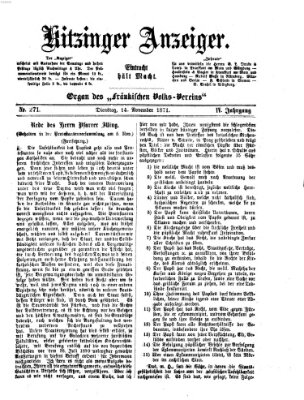 Kitzinger Anzeiger Dienstag 14. November 1871