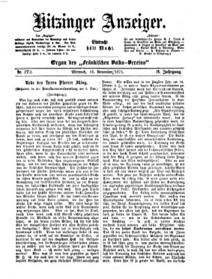 Kitzinger Anzeiger Mittwoch 15. November 1871