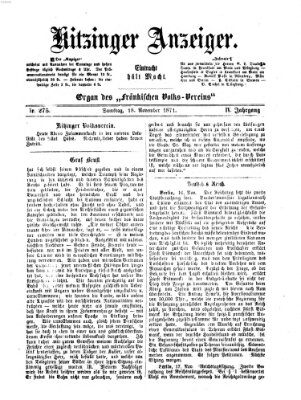 Kitzinger Anzeiger Samstag 18. November 1871