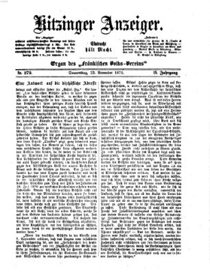 Kitzinger Anzeiger Donnerstag 23. November 1871