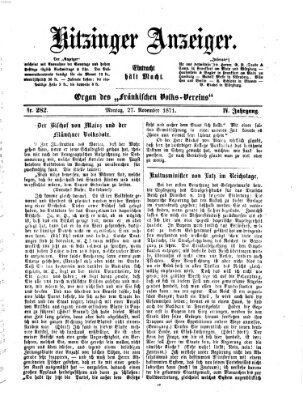 Kitzinger Anzeiger Montag 27. November 1871