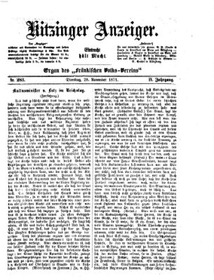 Kitzinger Anzeiger Dienstag 28. November 1871