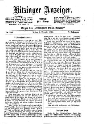 Kitzinger Anzeiger Freitag 1. Dezember 1871