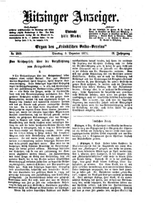 Kitzinger Anzeiger Dienstag 5. Dezember 1871