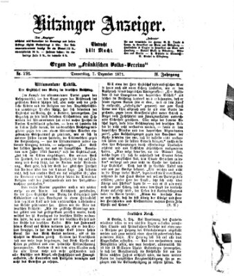 Kitzinger Anzeiger Donnerstag 7. Dezember 1871
