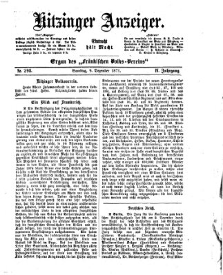 Kitzinger Anzeiger Samstag 9. Dezember 1871