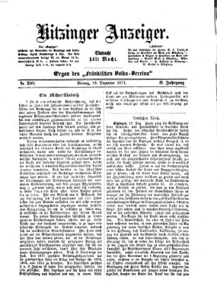 Kitzinger Anzeiger Montag 18. Dezember 1871