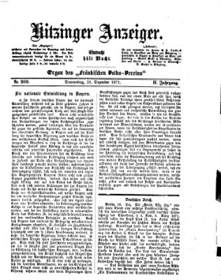 Kitzinger Anzeiger Donnerstag 21. Dezember 1871