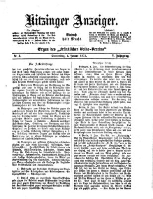 Kitzinger Anzeiger Donnerstag 4. Januar 1872