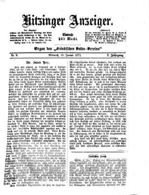 Kitzinger Anzeiger Mittwoch 10. Januar 1872