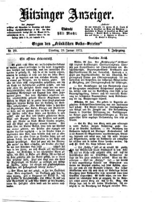 Kitzinger Anzeiger Dienstag 23. Januar 1872